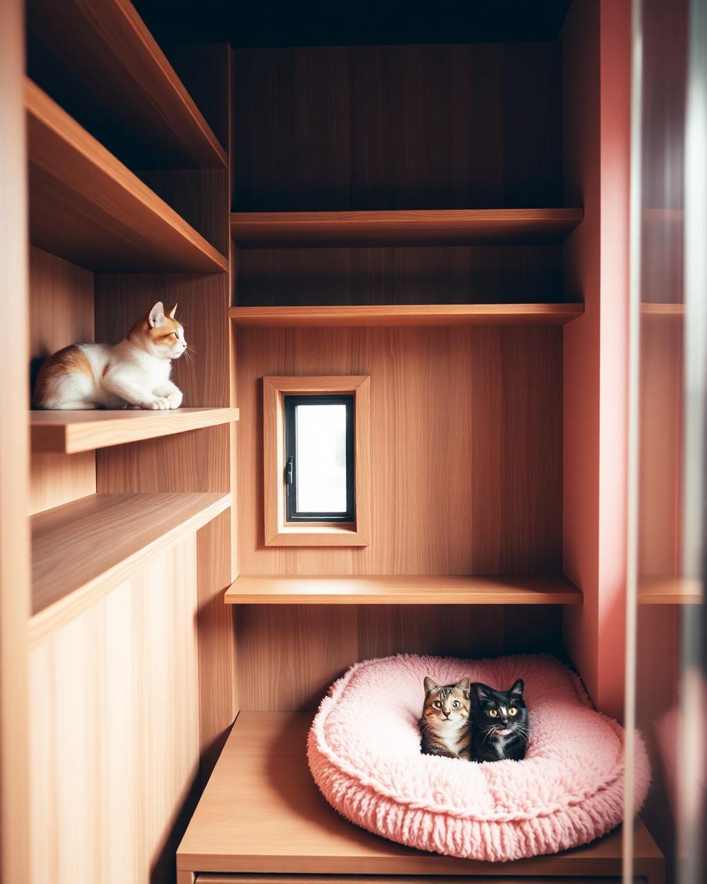 Suíte aconchegante da Azevedo com gatos descansando